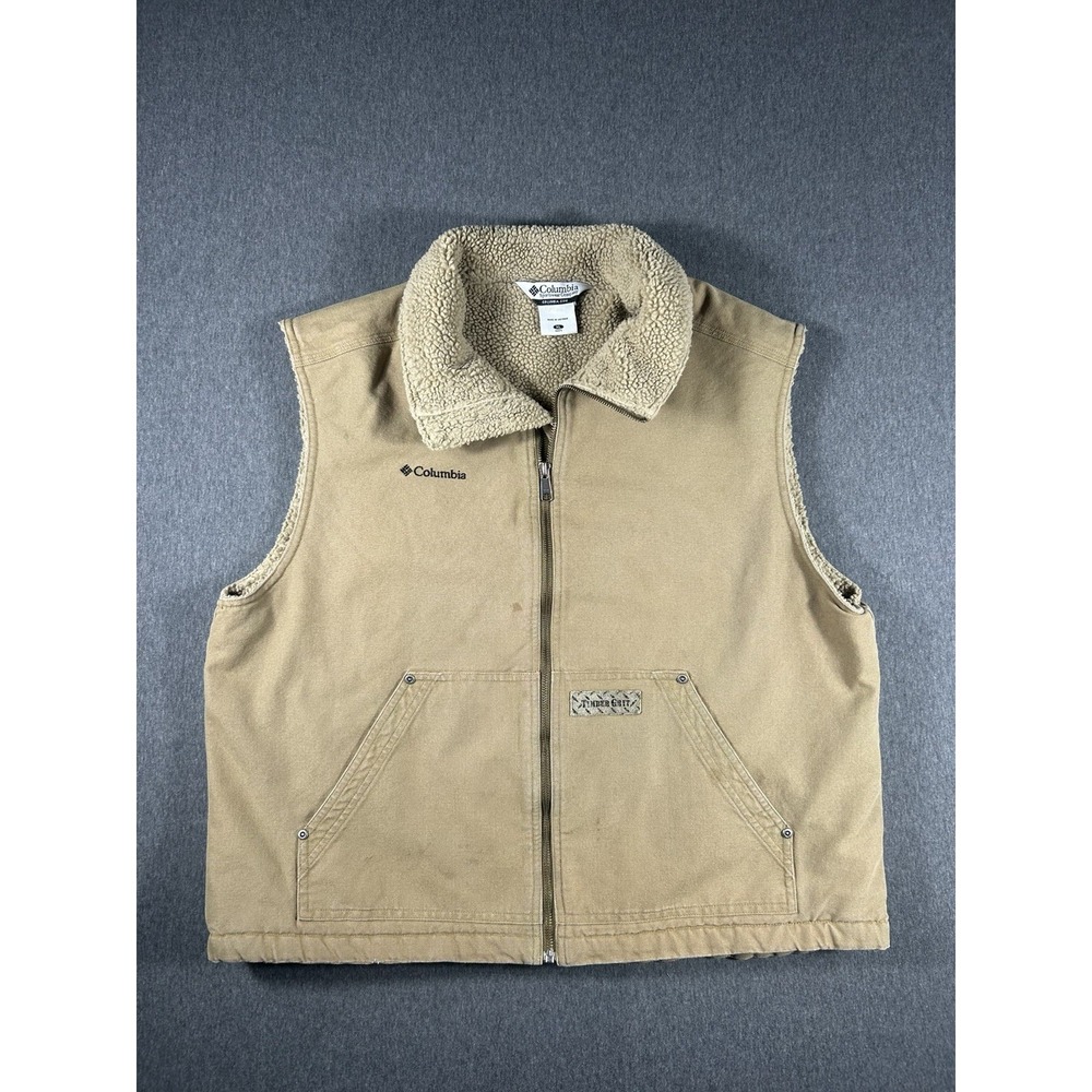 Columbia Timber Grit Full Zip Sherpa Lined CottonDuck Canvas Work Vest‎ XL